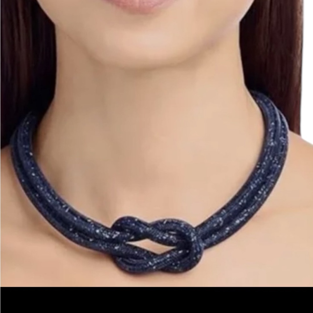 Swarovski Stardust Navy Blue Knot Necklace New in the box
